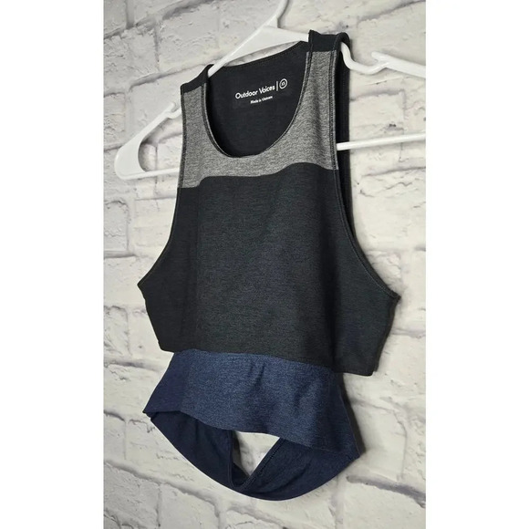 Outdoor Voices Tri-Tone Slashback Crop Tank Top sports bra XS. - Picture 4 of 8